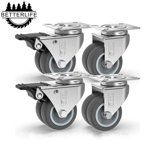 Roulettes De Meuble Petites 50mm Avec 4 Freins,roulettes