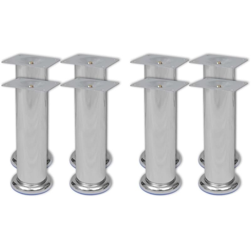 Vidaxl Sofa Legs 8 Pcs Round Chrome 180 Mm, Silver
