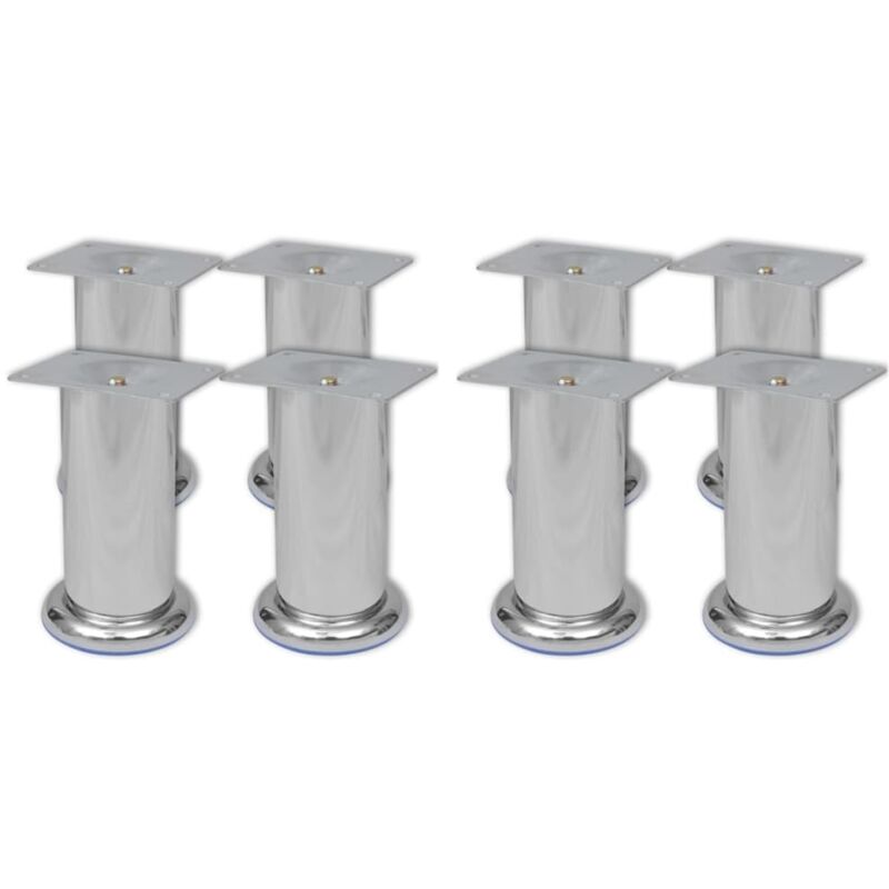 Vidaxl Sofa Legs 8 Pcs Round Chrome 120 Mm, Silver