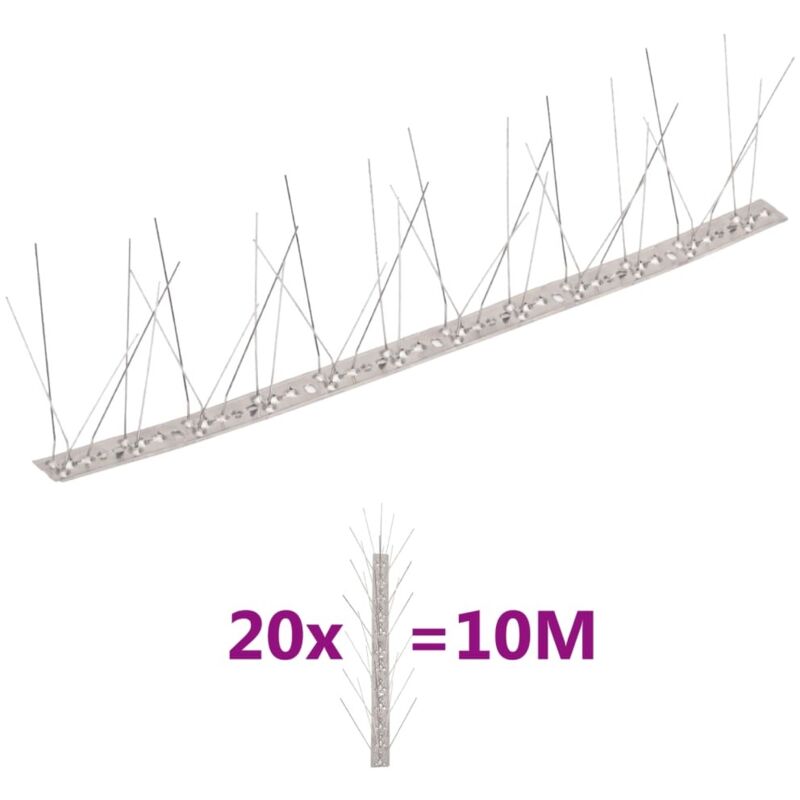 5-row Stainless Steel Bird & Pigeon Spikes Set Of 20 10 M Vidaxl