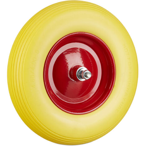 4 Ruedas Carretilla 4.80 4.00-8 con Eje, Goma, Amarillo-rojo, Hasta 100 kg