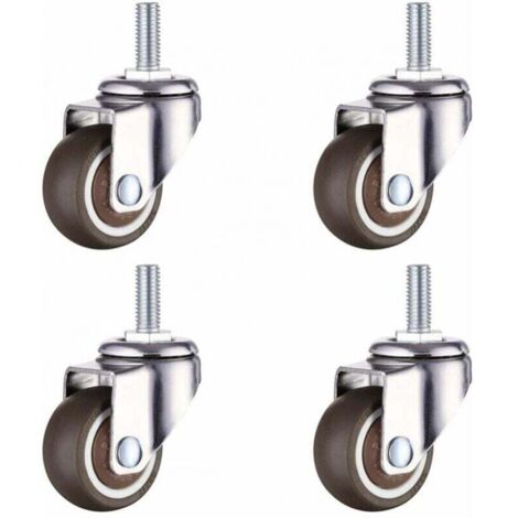 4 ruedas giratorias de goma de 38 mm para muebles, M8 x 20 mm, para camas con ruedas