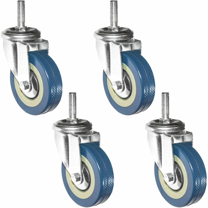 

4 Ruedas Pivotantes 75mm con Tornillo (M10)
