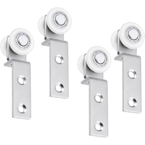 4 rulli per porte scorrevoli da 20 mm, blocco puleggia con cuscinetto in metallo per piegare tubi, rullo per armadietto con due ruote in plastica per porte scorrevoli e finestre.
