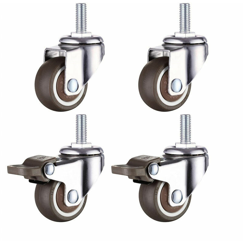 4 ruote girevoli con freno M10x25mm piccole ruote