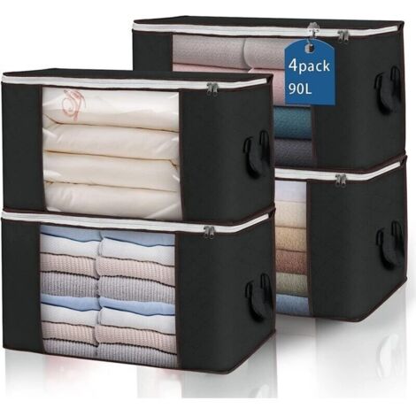 4 sacs de rangement pour vêtements de grande capacité. bacs de rangement à glissière respirants et pliables avec fermeture à glissière robuste