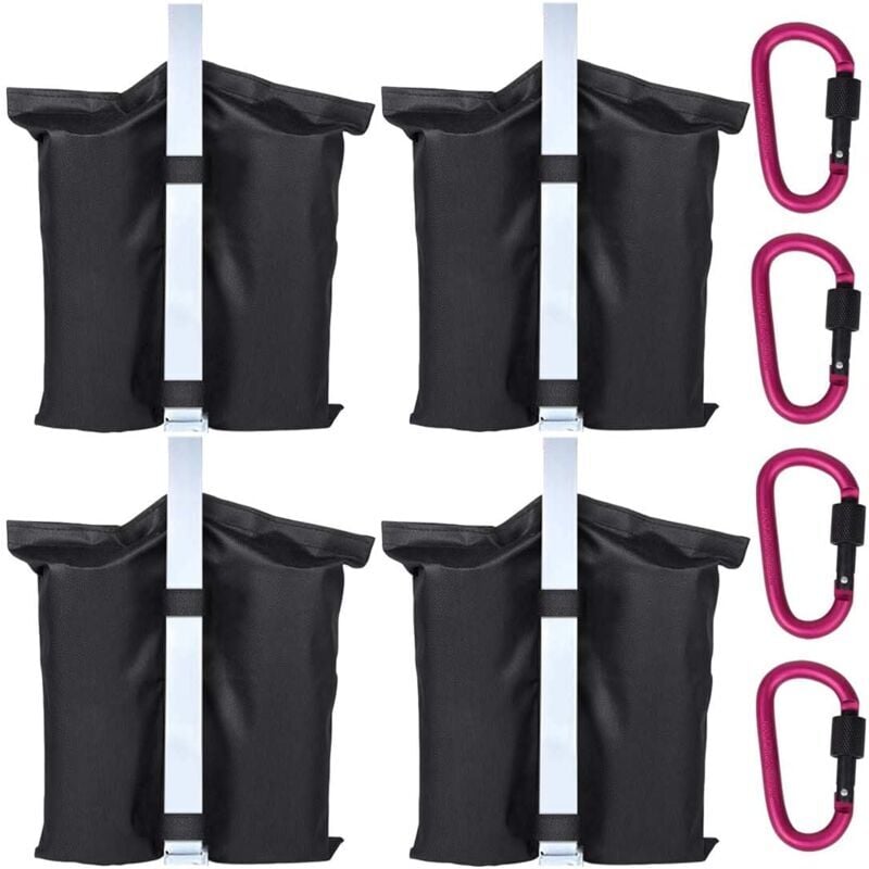 4 Sacs de Sable et 4 Mousquetons - Utilisés pour Augmenter Le Poids de la Jambe des Tonnelles Pop-Up, Tentes de Jardin, Parasols, Trampolines
