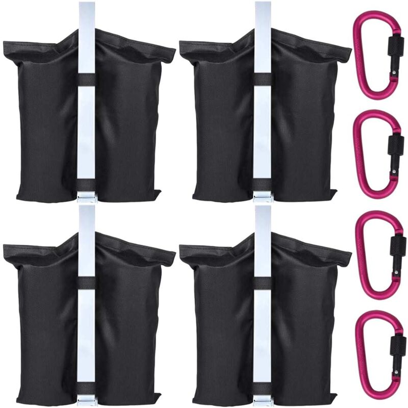 4 Sacs de Sable et 4 Mousquetons - Utilisés pour Augmenter Le Poids de la Jambe des Tonnelles Pop-Up, Tentes de Jardin, Parasols, Trampolines