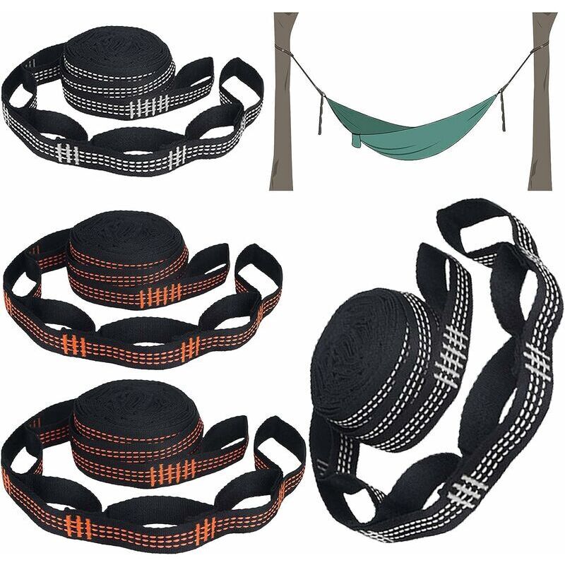 VURAHOME - 4 sangles arbre cintre hamac fixation hamac poteau chaise suspendue ensemble de fixation hamac barres de fixation suspendus camping hamac
