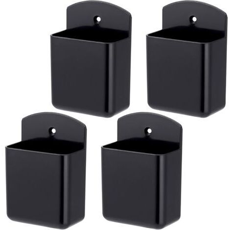 4 scatole portaoggetti autoadesive, supporti autoadesivi per telecomandi, supporto per telecomando da parete per controller, scatola organizer portapenne nera per pennelli e penne