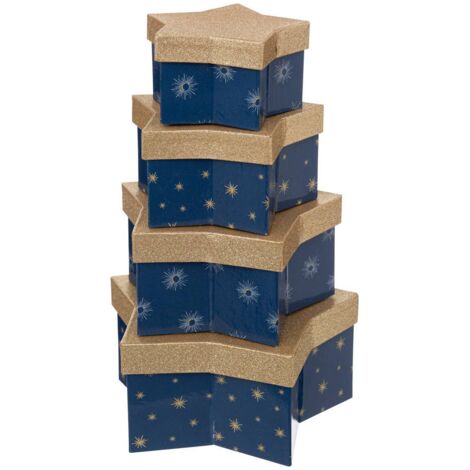 4 Schachteln Stern, blau-gold - Feeric lights & christmas