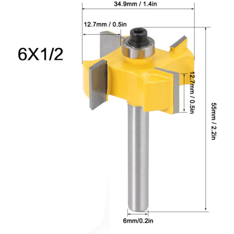 4-schneidiger Hartmetall-T-Nutfräser, 6x12mm - Holzfräswerkzeug