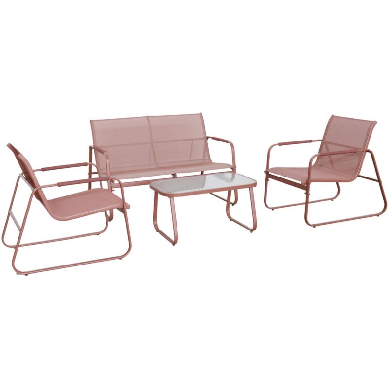Sweeek 4-seater Steel Garden Sofa Set , Noto, Terracotta, 78x122x39 Cm