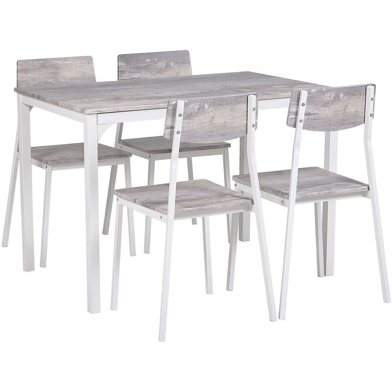 Modern Dining Kitchen Set Table 4 Chairs Grey with White Bismarck - Grey