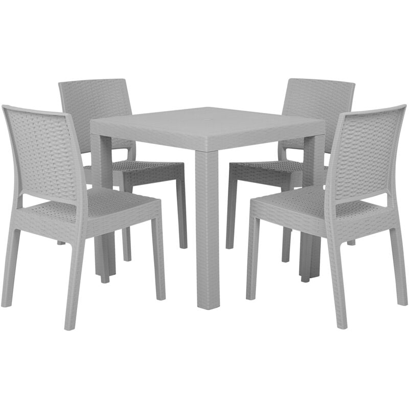 Garden Dining Set Table 4 Stackable Chairs Outdoor Terrace Light Grey Fossano