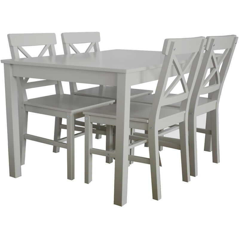 Bo Living - 4-Seater Grey Malaren Dining Set, Chair W41xD50xH87 cm and Table W118xD75xH73 cm - Grey