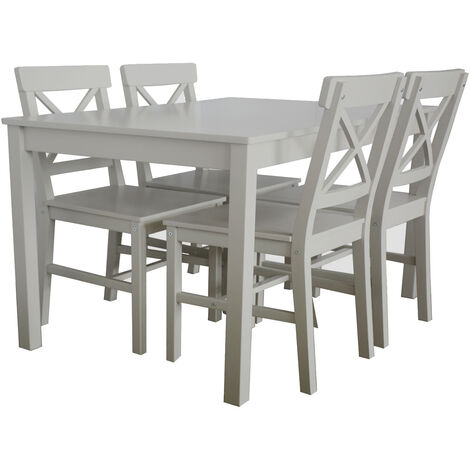 BO LIVING 4-Seater Grey Malaren Dining Set, Chair W41xD50xH87 cm and Table W118xD75xH73 cm