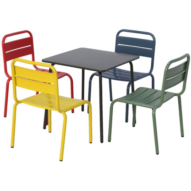 Sweeek Children's Metal Table And Chair Set, 4-seater, Multi-coloured - Anna Kids