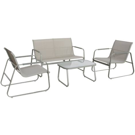 SWEEEK 4-seater steel garden sofa set , Noto, Khaki Green, 78x122x39 cm