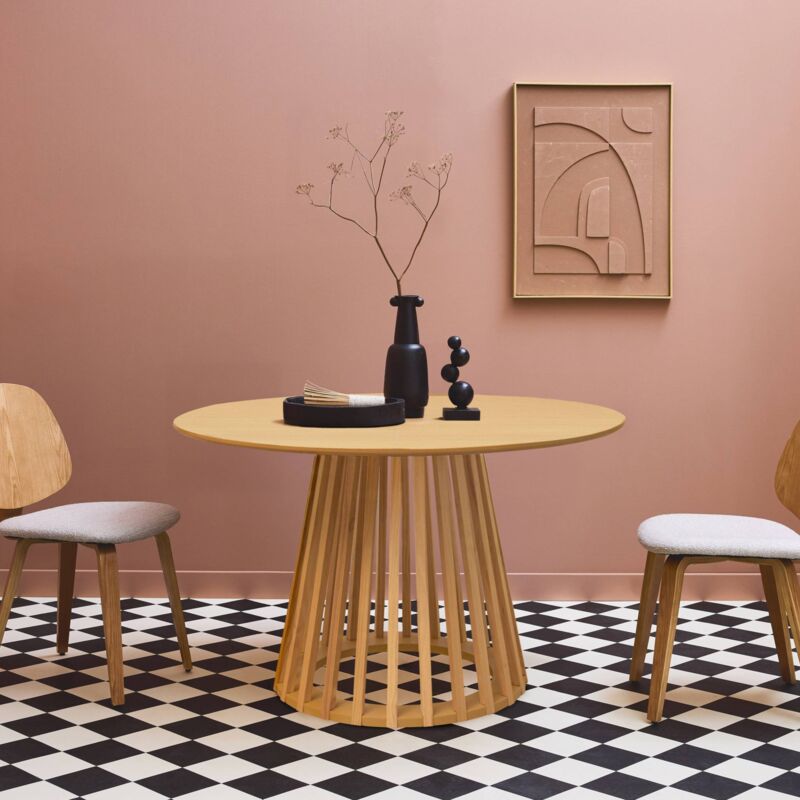 Sweeek 4-seater Oak Wood Effect Dining Table With Fir Wood Legs Ø120cm