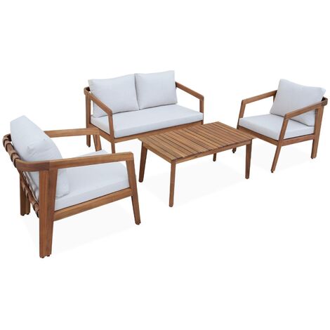 4-seater wooden garden sofa set, Loberia, Beige, 108.5x74.7x64.5 cm
