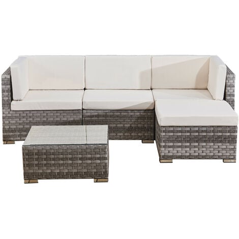 4 seats outdoor sofa rattan garden furniture set - Grey - CANNES - Grey