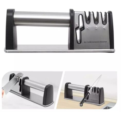 4-Section Aiguiseur de couteaux Professionnel Céramique Tungstène Cuisine Outil d'affûtage de couteaux V-Groove Acier inoxydable