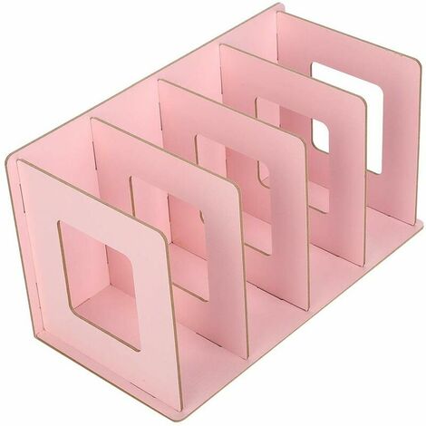 4 Sections Desk Book Rack, Wooden Books CD DVD Storage Stand Shelf Magazine Holder, Bookend Desk Carrying Shelves for Students Kids Adult