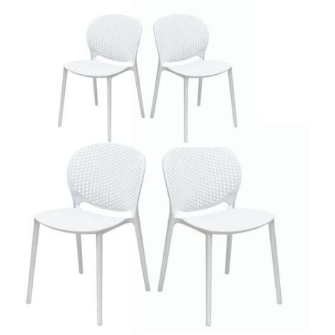 4 Sedie da giardino design Lolly in resina bianca