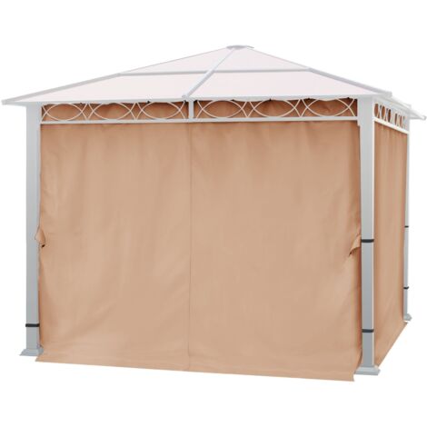 4 Seitenteile für Gartenpavillon Rendezvous Deluxe 3x3 m - Polyester ca. 160 g/m² - mit Reißverschluss - cappuccino