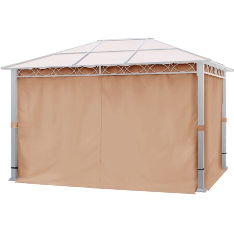 4 Seitenteile für Gartenpavillon Rendezvous Deluxe 3x4 m - Polyester ca. 160 g/m² - mit Reißverschluss - cappuccino