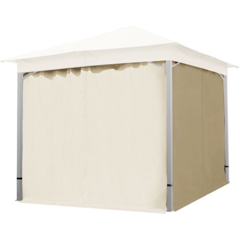 4 Seitenteile für Gartenpavillon Sunset Classic 3x3 m - Polyester ca. 180 g/m² - mit Reißverschluss - champagner