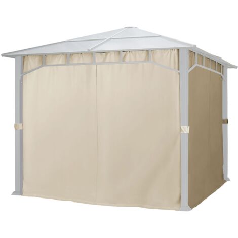 4 Seitenteile für Gartenpavillon Sunset Deluxe 3x3 m - Polyester ca. 180 g/m² mit Reißverschluss - champagner