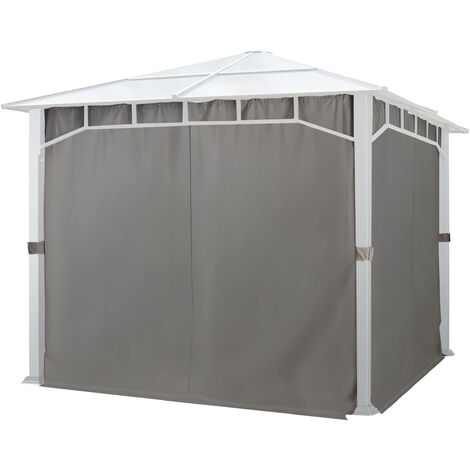 4 Seitenteile für Gartenpavillon Sunset Deluxe 3x3 m - Polyester ca. 180 g/m² mit Reißverschluss - dunkelgrau