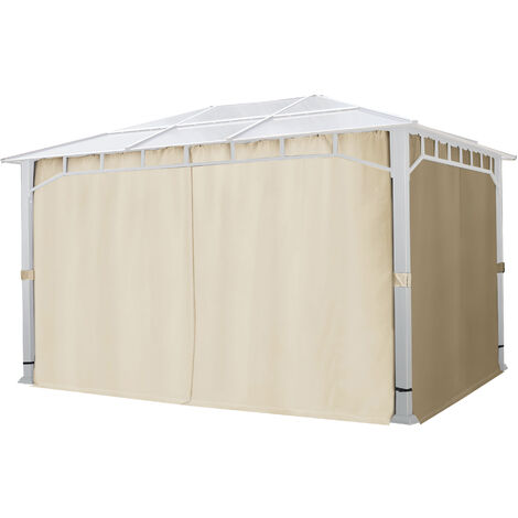 4 Seitenteile für Gartenpavillon Sunset Deluxe 3x4 m - Polyester ca. 180 g/m² mit Reißverschluss - champagner