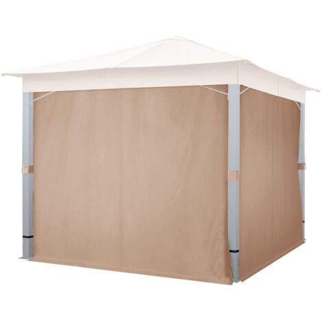 4 Seitenteile für Gartenpavillon Sunset Premium 3x3 m - Polyester ca. 180 g/m² - mit Reißverschluss - cappuccino