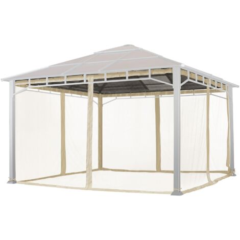 4 Seitenteile für Gartenpavillon Sunset Premium 3x4 m - Polyester ca. 180 g/m² - mit Reißverschluss - grau