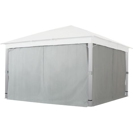 4 Seitenteile für Gartenpavillon Sunset Premium 4x4 m - Polyester ca. 180 g/m² - mit Reißverschluss - grau
