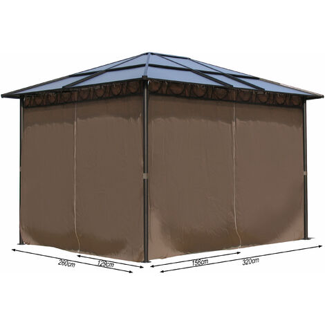 4 Seitenteile für Hardtop Pavillon 3x3,6m Seitenwandset Sichtschutz Vorhänge
