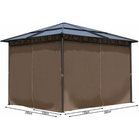 4 Seitenteile für Hardtop Pavillon 3x3m Seitenwandset Sichtschutz Vorhänge