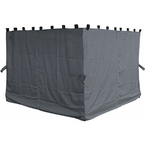 4 Seitenteile für Pavillon Nizza 3x4m Seitenwand Grau