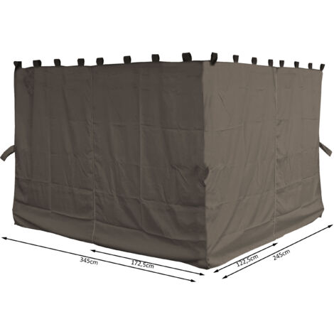 4 Seitenteile für Pavillon Paris 3x4m Seitenwand Taupe