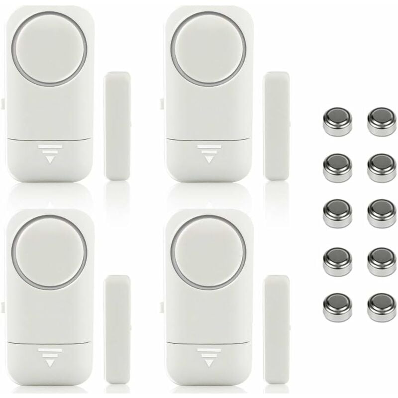 

4 sensores de alarma magnéticos inalámbricos para puertas y ventanas para el sistema de seguridad del hogar, seguridad para niños, detectores de