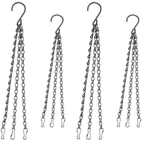 4 Set Chaîne de Panier Suspendu Métal Pots à Suspendre pour Fleur Décoration Jardin Intérieur Extérieur Style Bohême 578
