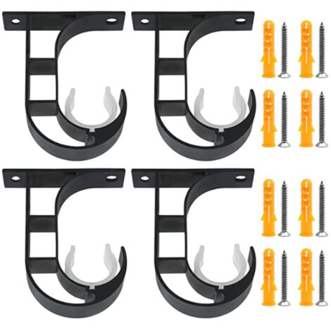 4 Set Curtain Rod Bracket Thickened Aluminum Alloy Black Paint Spraying Rust Prevention Curtain Rod Fixing Hook