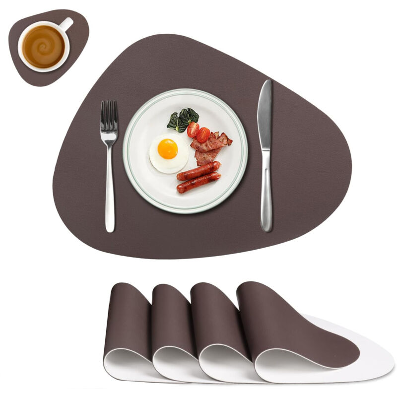 4 Set de Table et Dessous de Verre Antidérapant Imperméables pour Intérieur Cuisine Table à Manger Fête - Blanc