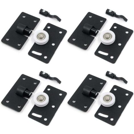 4 set di rulli per porte scorrevoli, ruote per mobili, kit di binari con ruote in nylon silenziose, per finestre di armadi, guardaroba e mobili (nero)