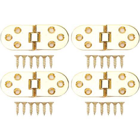 4 Sets 180 Degree Flap Hinge 0.09in Thickness Metal Folding Flip Top Hinge for Folding Table Sewing Machine Bright Gold