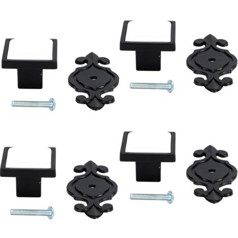 4 Sets Ceramic Zinc Alloy Handle Wardrobe Drawer Pulls Bright Chrome Furniture Hardware(336 Matte Black White )