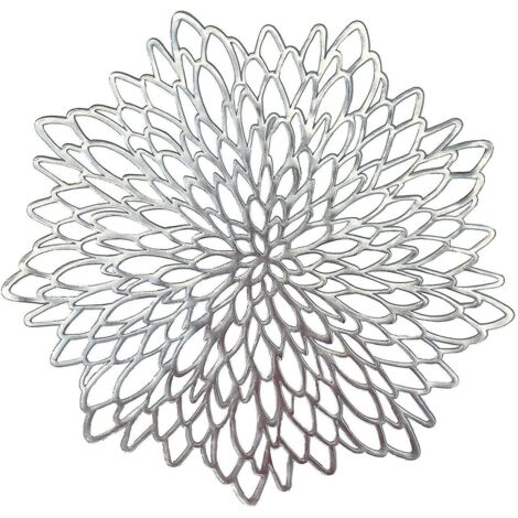 4 Sets De Table En Feuille Ronde En Pvc (argent), Sets De Table En Vinyle Lavables Et Rsistants  La Chaleur, Adapts Aux Tables De Cuisine, Sets De